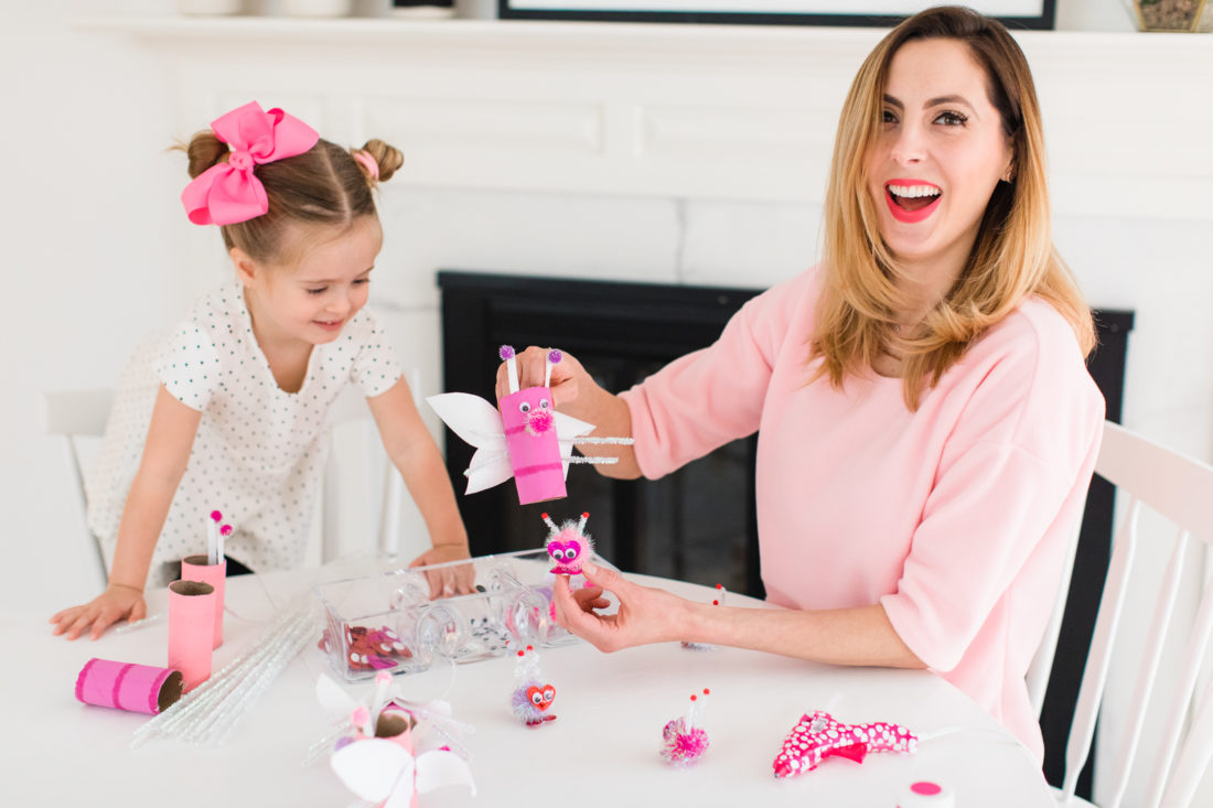 Eva Amurri Martino shows how the baby Lovebugs fit inside the Mommy Lovebugs as part of her Valentine's Day kids craft