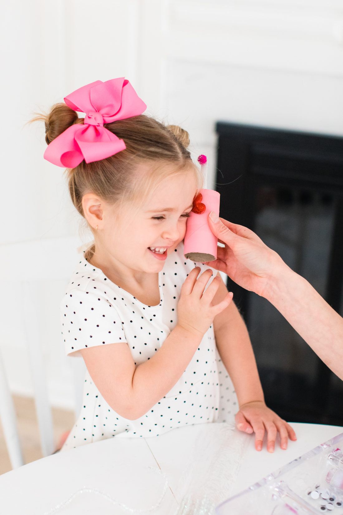 Marlowe Martino gets a kiss from a cute DIY Lovebug on Valentine's Day