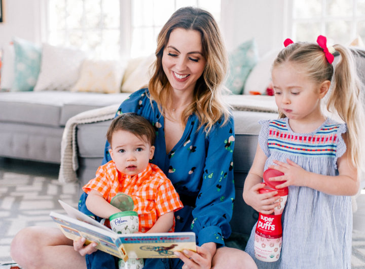 Eva Amurri Martino plays on the floor with her children Marlowe Mae and Major James in their Connecticut home.