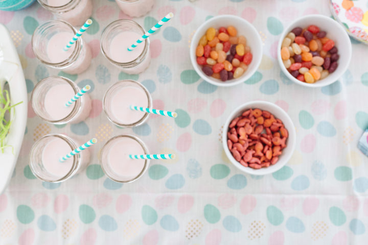 Tablescape of Easter treats at Eva Amurri Martino's annual Easter Egg Hunt at their home in Connecticut