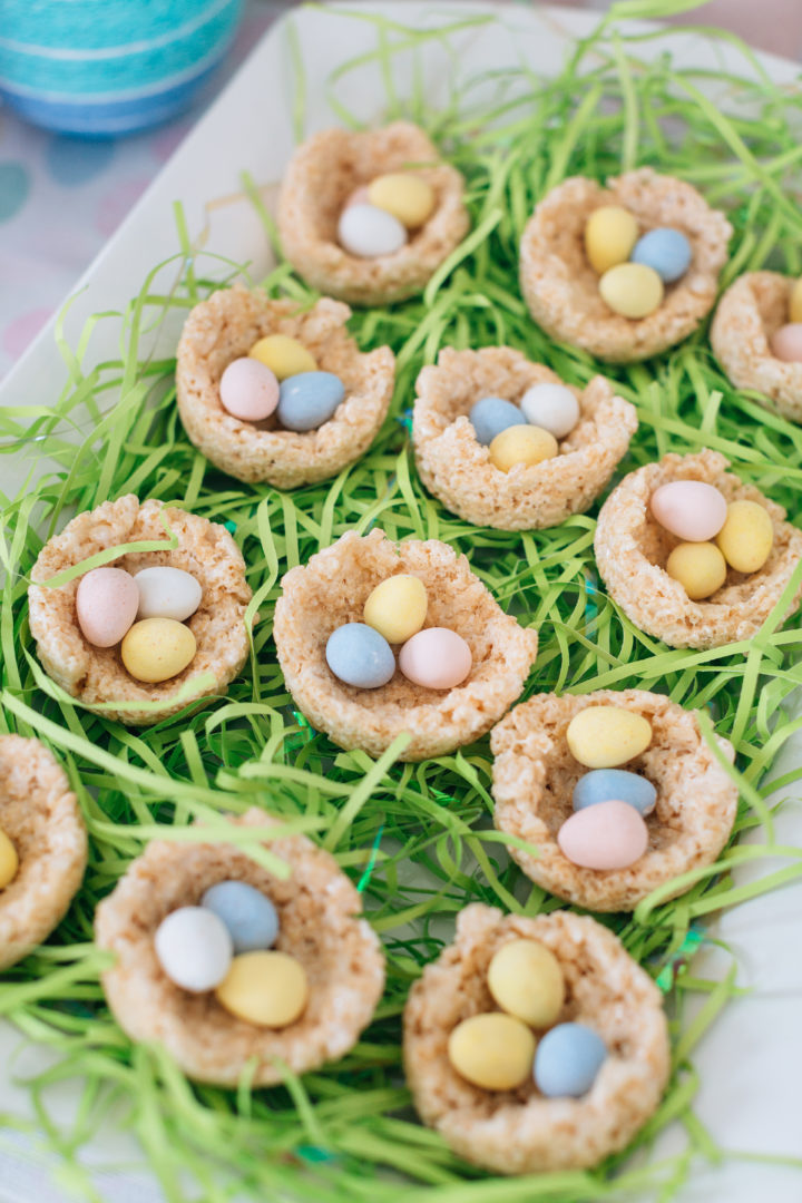 Tablescape of Easter treats at Eva Amurri Martino's annual Easter Egg Hunt at their home in Connecticut