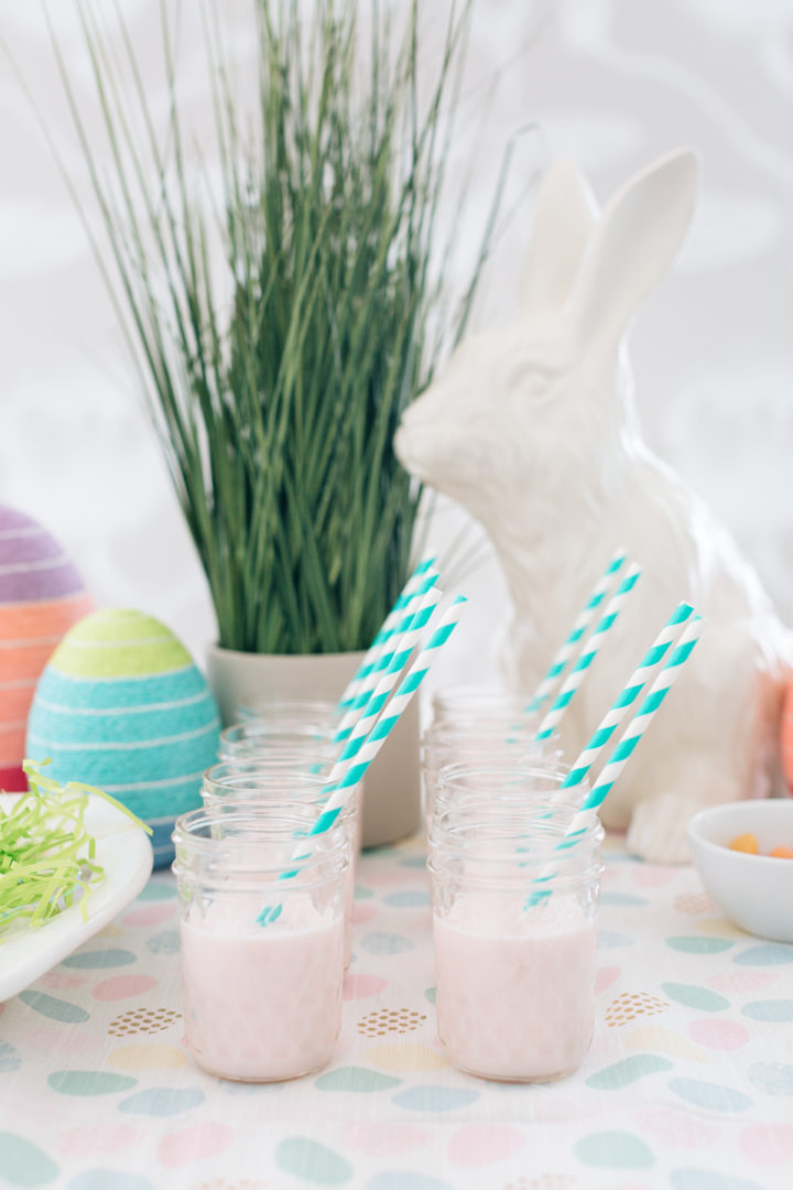 Tablescape of Easter treats at Eva Amurri Martino's annual Easter Egg Hunt at their home in Connecticut