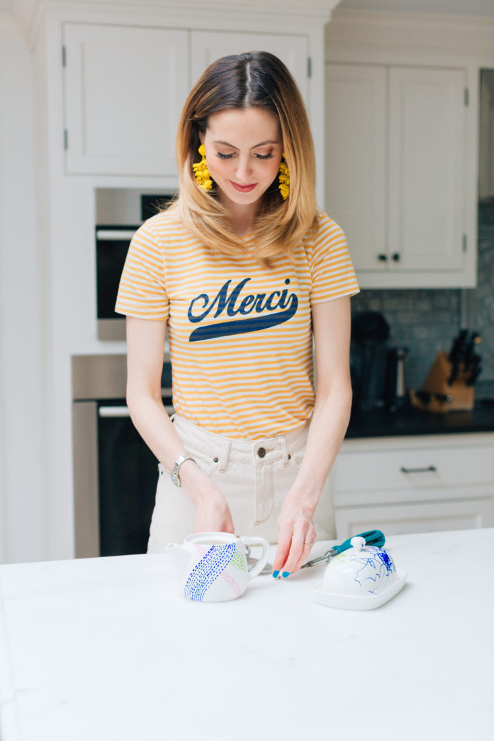 Eva Amurri Martino shows how to decorate a custom tea set for Mother's Day