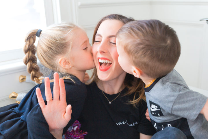 Eva Amurri Martino gets a kiss from her daughter Marlowe and son Major