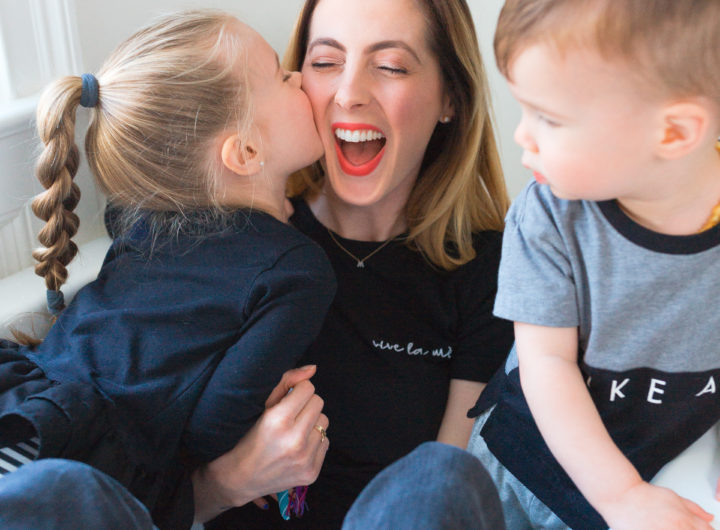 Eva Amurri Martino laughs with her daughter Marlowe and son Major in a bathtub in their house in CT