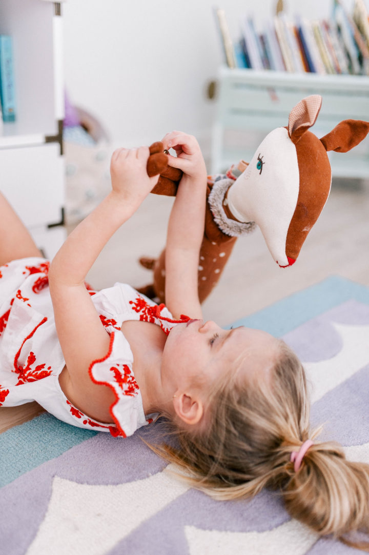 Eva Amurri Martino's daughter Marlowe lies on the floor of her bedroom in Connecticut