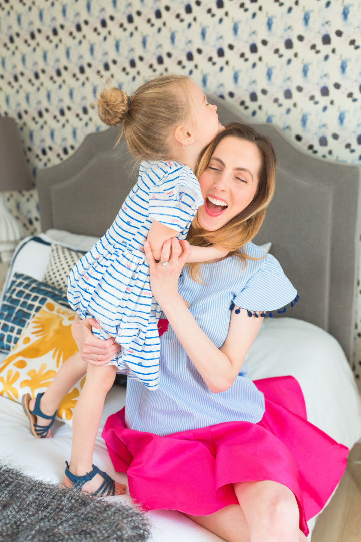 Eva Amurri Martino laughs with her daughter Marlowe in colorful matching outfits