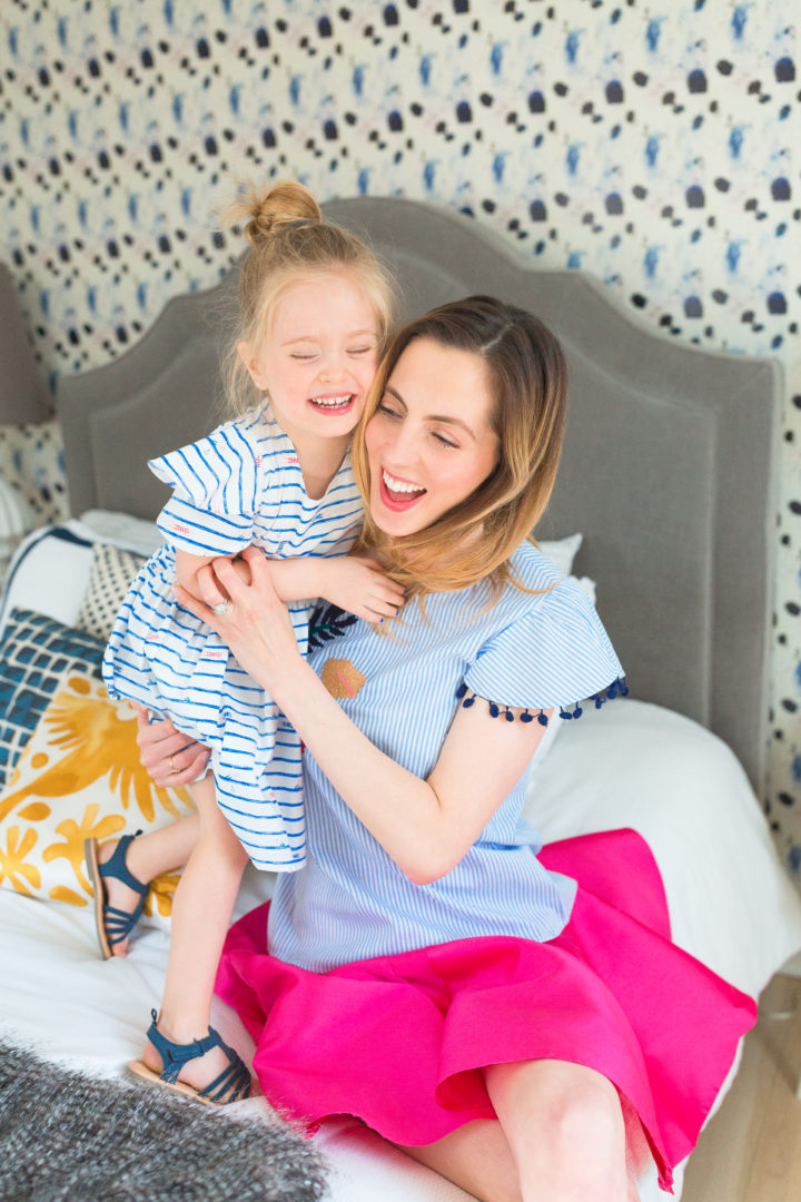 Eva Amurri Martino laughs with her daughter Marlowe in colorful matching outfits