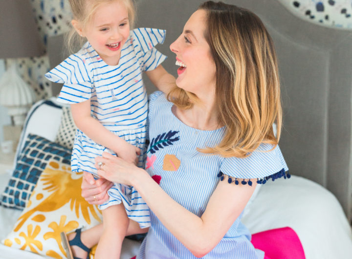 Eva Amurri Martino laughs with her daughter Marlowe in colorful matching outfits