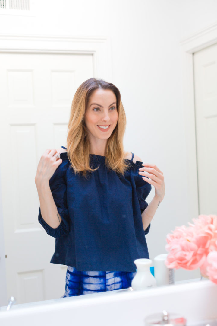 Eva Amurri Martino shows off her sleek, smooth hair after using Jason's Restorative Biotin Shampoo