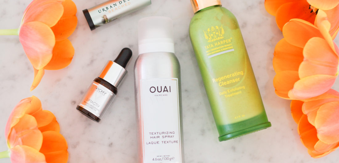 Eva Amurri Martino shares a roundup of her favorite beauty products for May, including a face wash, a vitamin c serum, a hair spray, and a lipstick