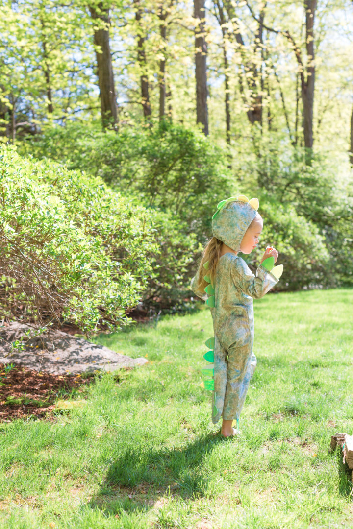 Eva Amurri Martino's daughter Marlowe wears a dinosaur costume 