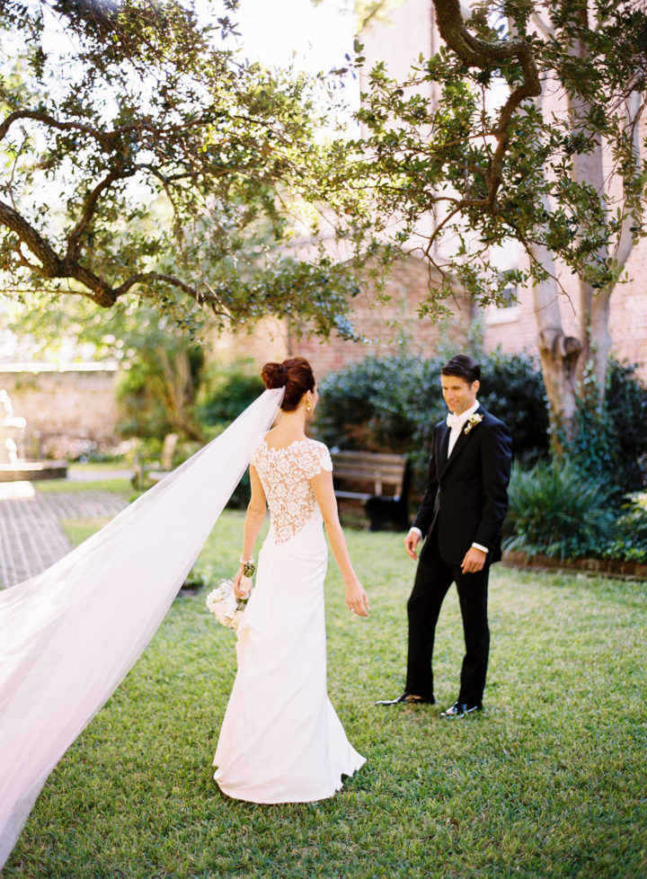 Eva Amurri Martino greets her husband Kyle at their Charleston wedding.