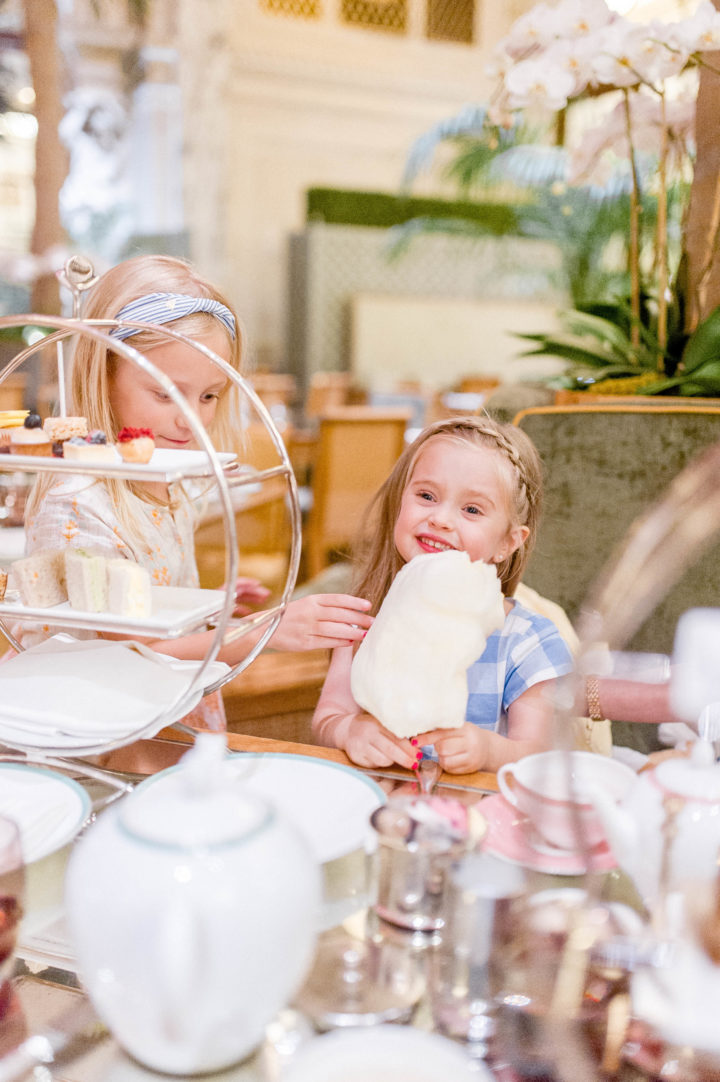 Eva Amurri Martino's daughter Marlowe enjoys high tea with a friend at the Plaza Hotel in New York City