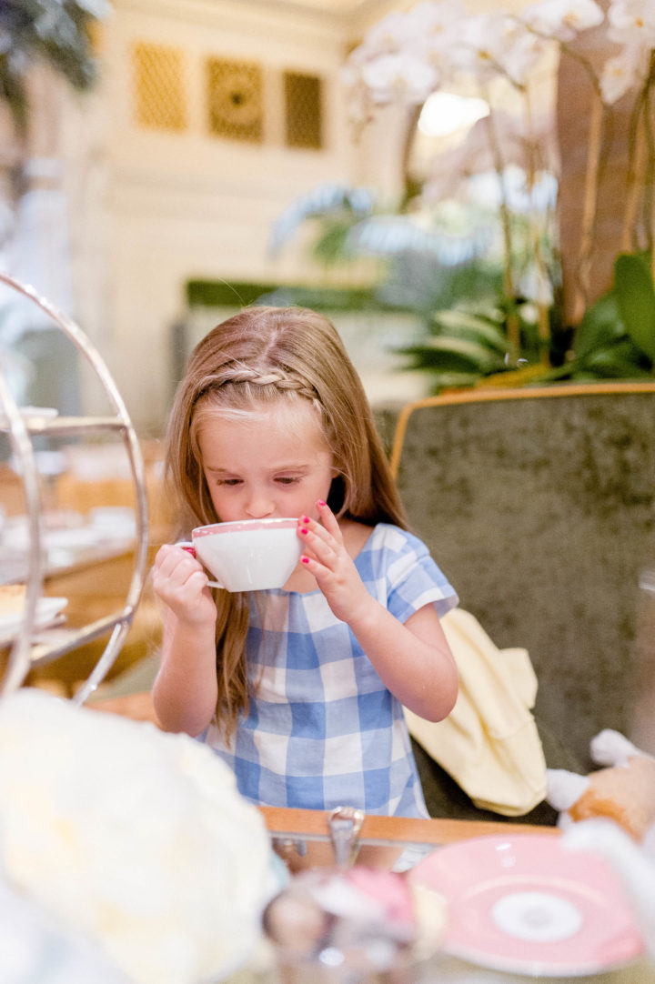 Eva Amurri Martino's daughter Marlowe enjoys high tea at the Plaza Hotel in New York City