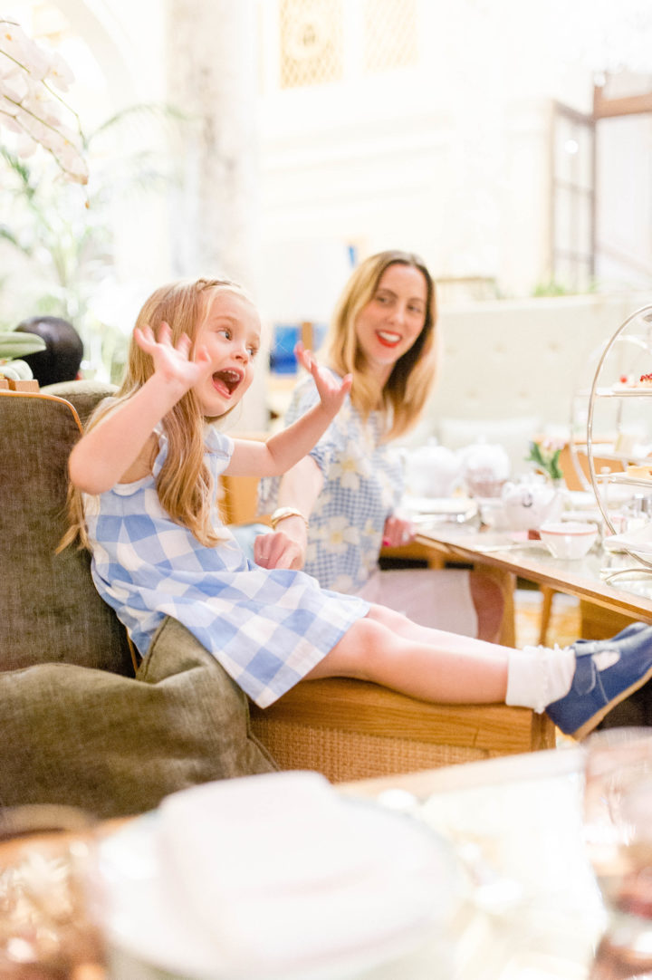 Eva Amurri Martino treats her daughter Marlowe to high tea at the Plaza Hotel in New York City