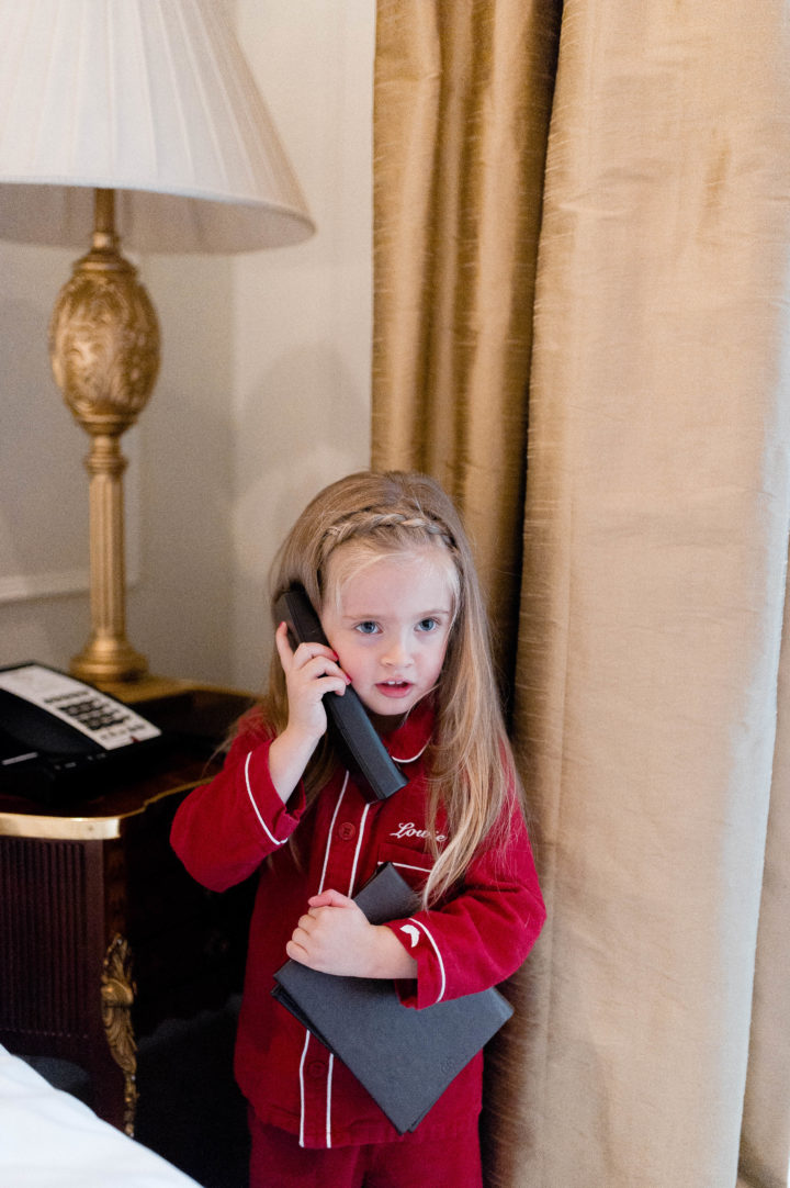 Eva Amurri Martino's daughter Marlowe orders room service at the Plaza Hotel