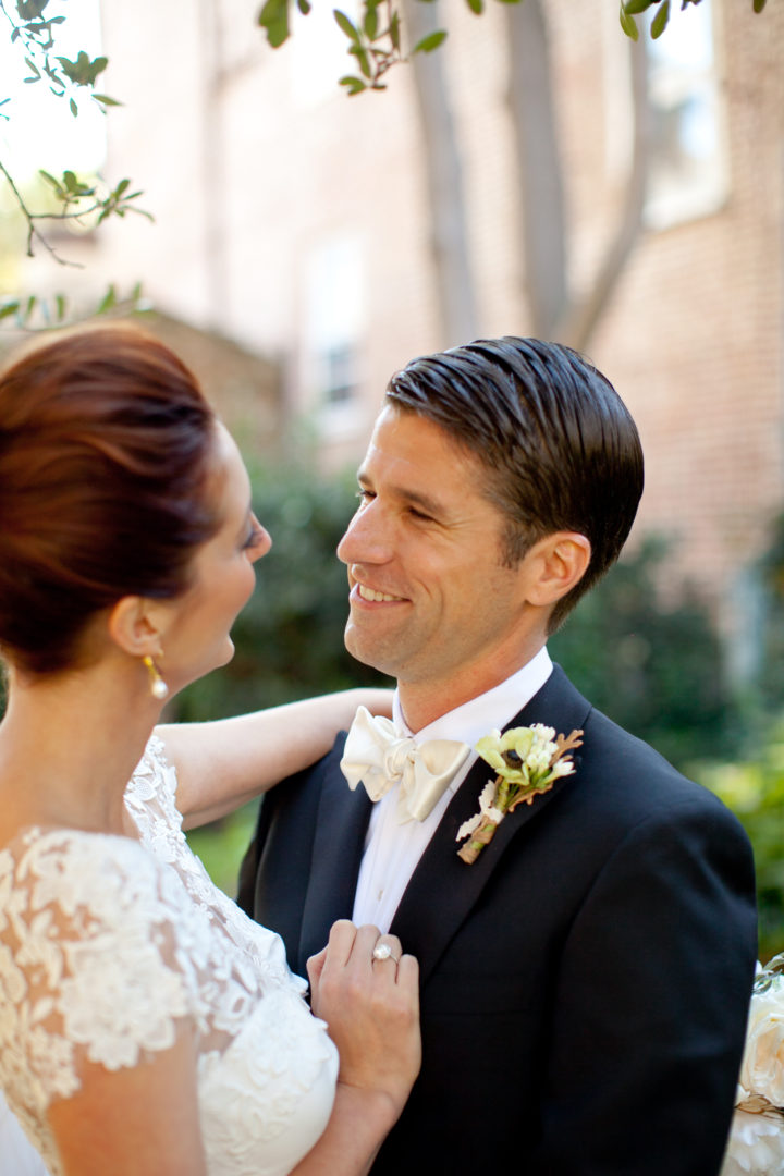 Kyle Martino lovingly gazes into the eyes of his bride Eva Amurri at their Charleston wedding.