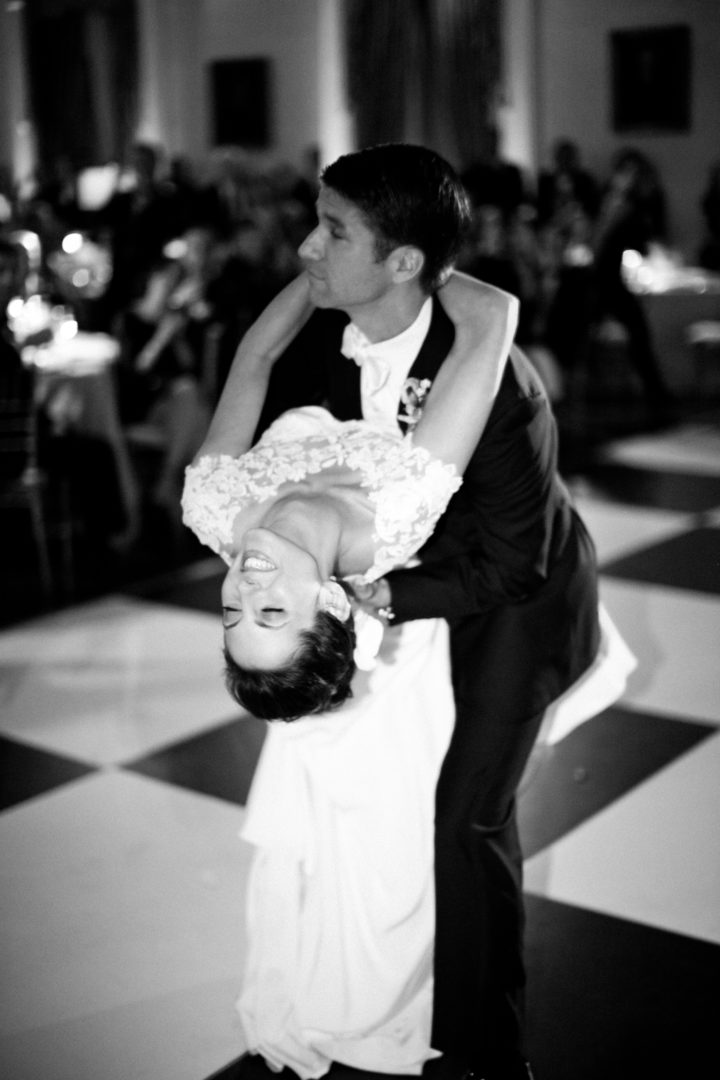 Kyle Martino dipping his bride Eva Amurri at their wedding in Charleston.