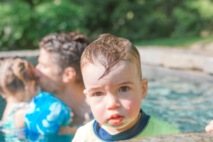 Eva Amurri Martino's son Major playing the pool