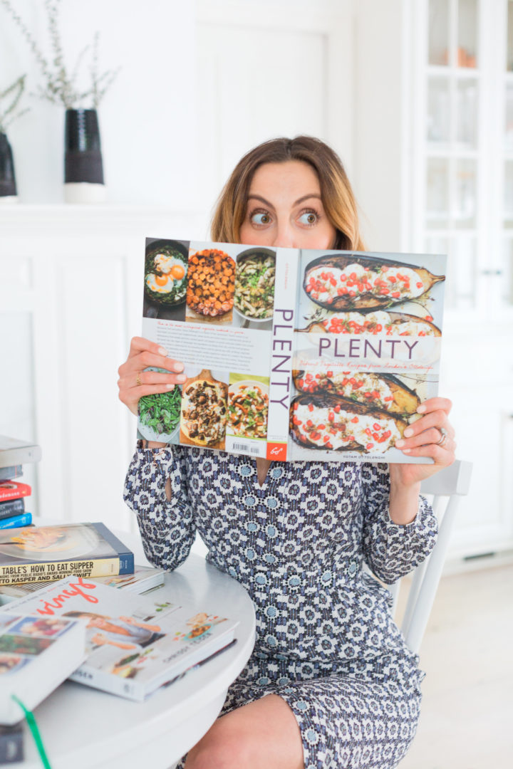 Eva Amurri Martino holds up Yotam Ottolenghi's Plenty