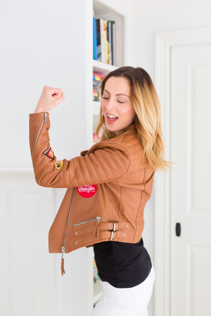 Eva Amurri Martino shows off her Red Baron leather jacket