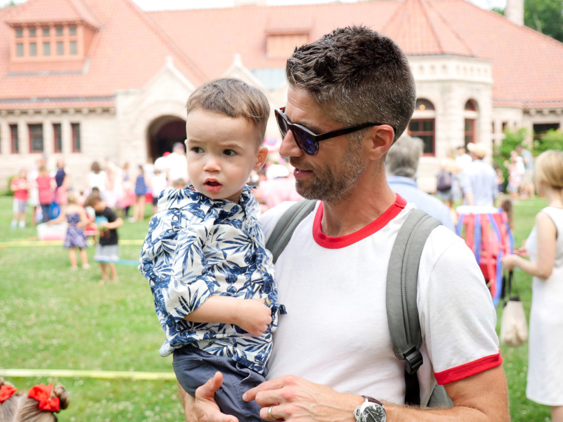 Major Martino and Kyle Martino wear red white and blue on the fourth of july in Connecticut