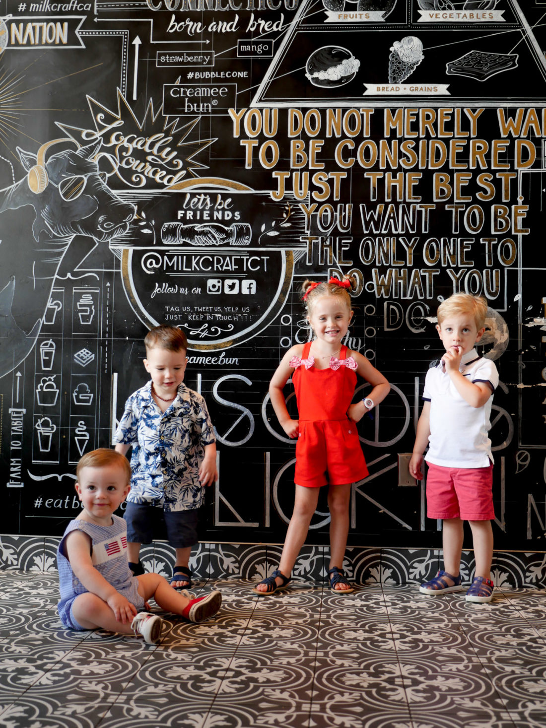 Marlowe and Major Martino pose with friends at Milkbar in Connecticut on the fourth of july