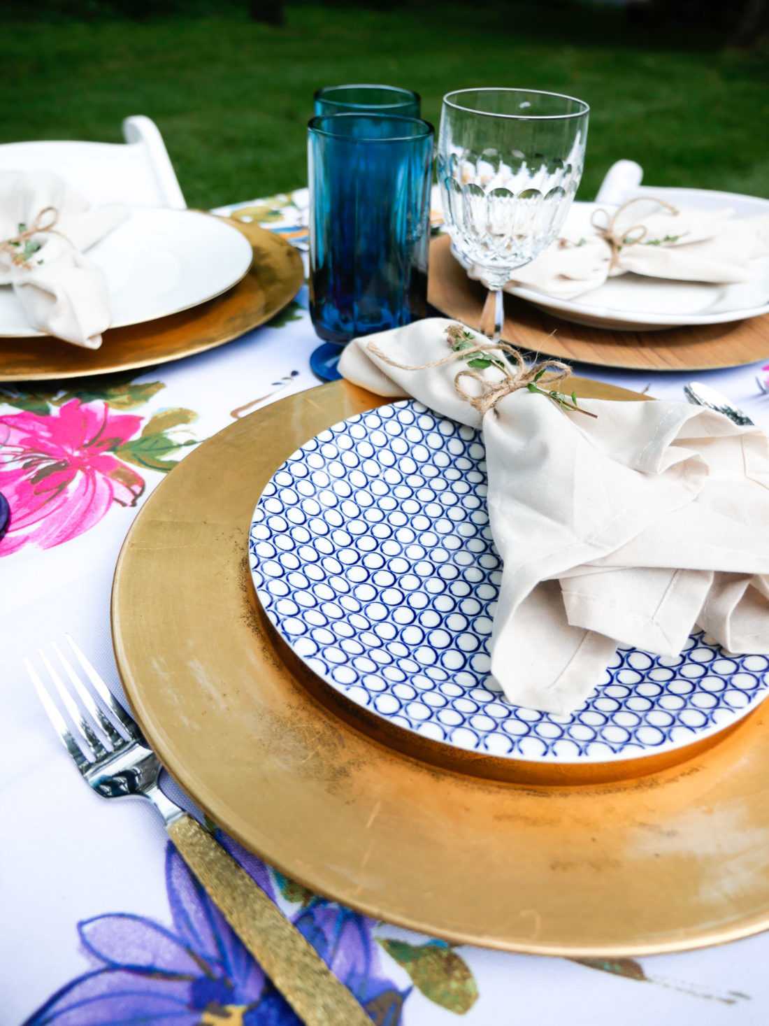 A garden party setup in Connecticut on the fourth of july