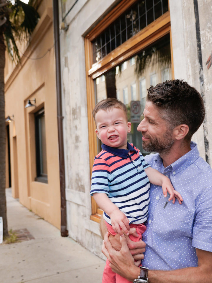 Eva Amurri Martino's husband Kyle and son Major smiling in Charleston