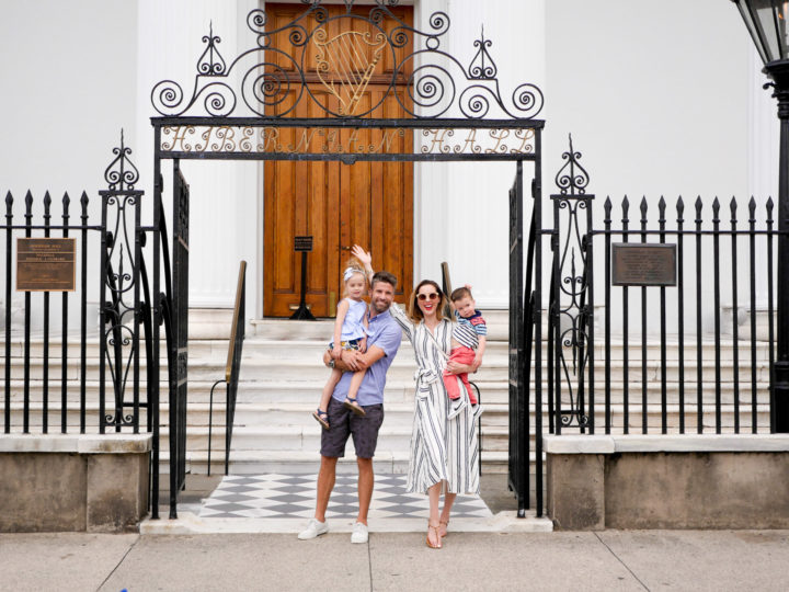 The Martino's pose in front of the church Eva and Kyle were married in Charleston in 2011.