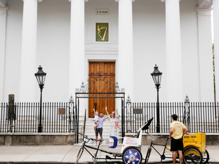 The Martino's pose in front of the church Eva and Kyle were married in Charleston in 2011.