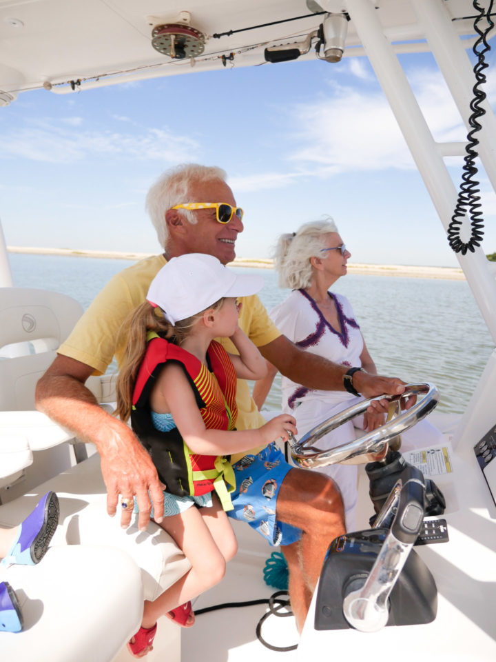 Eva Amurri Martino's daughter Marlowe on a boat with her grandparents in Charleston