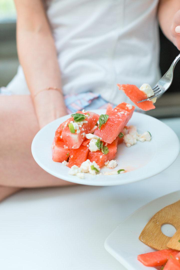 Eva Amurri prepares Watermelon & Feta Salad