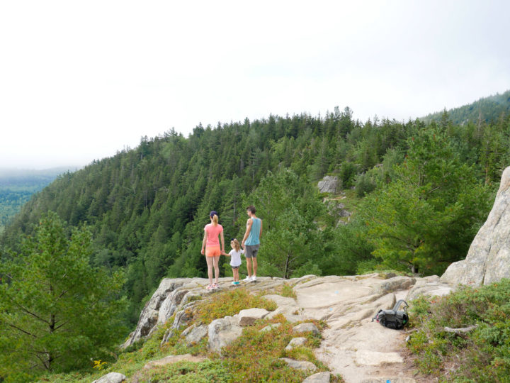 Eva Amurri Martino and her husband Kyle and daughter Marlowe looking out on the view in Bar Harbor, ME.