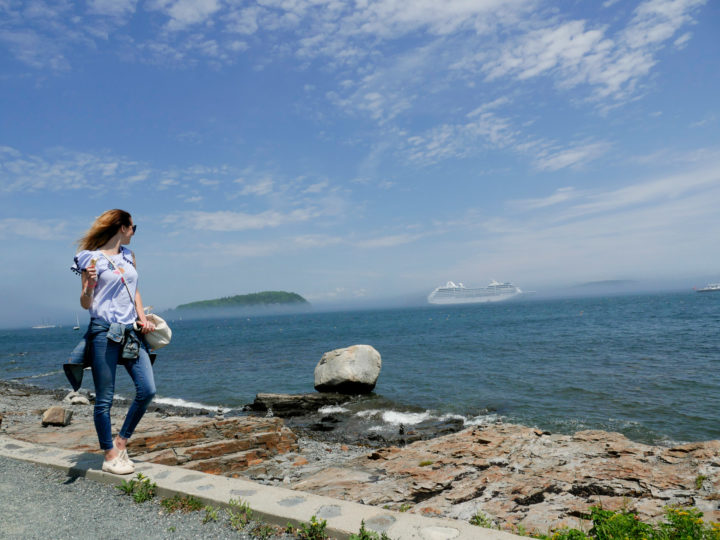 Eva Amurri Martino walks along the water in Bar Harbor, ME.