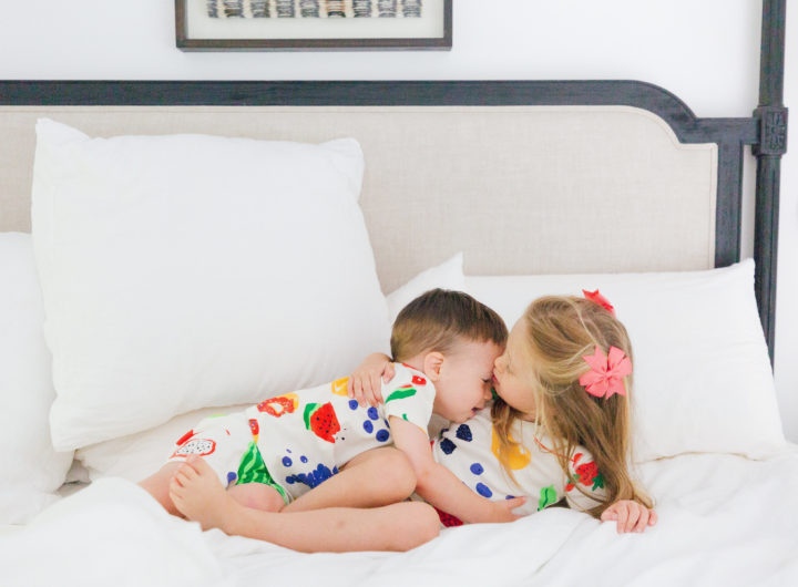 Eva Amurri Martino's kids Marlowe and Major play around in matching pajamas