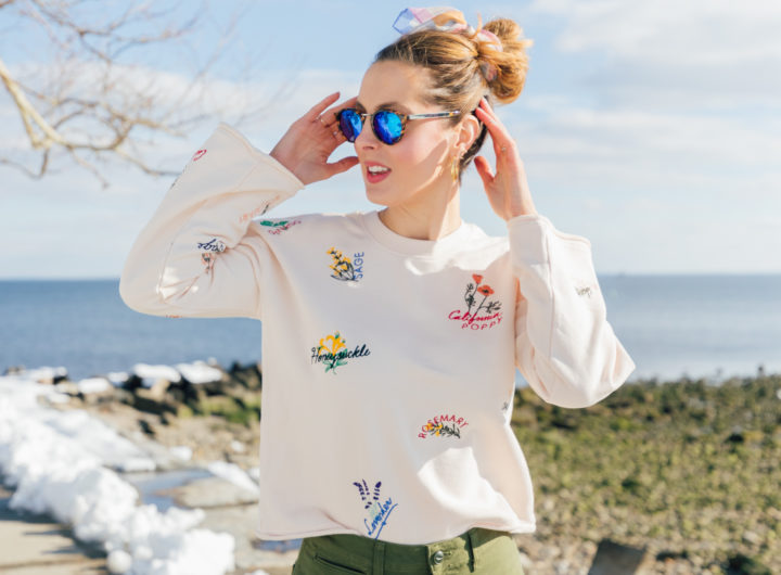 Eva Amurri Martino of Happily Eva After wears a kerchief bun in her hair and shares her favorite sunglasses for spring 2019