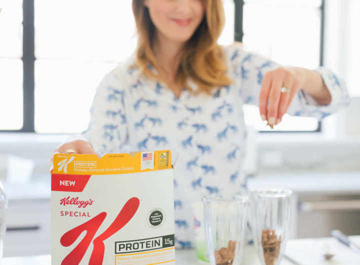 Eva Amurri Martino of Happily Eva After sprinkles Special K Ancient Grains in a parfait