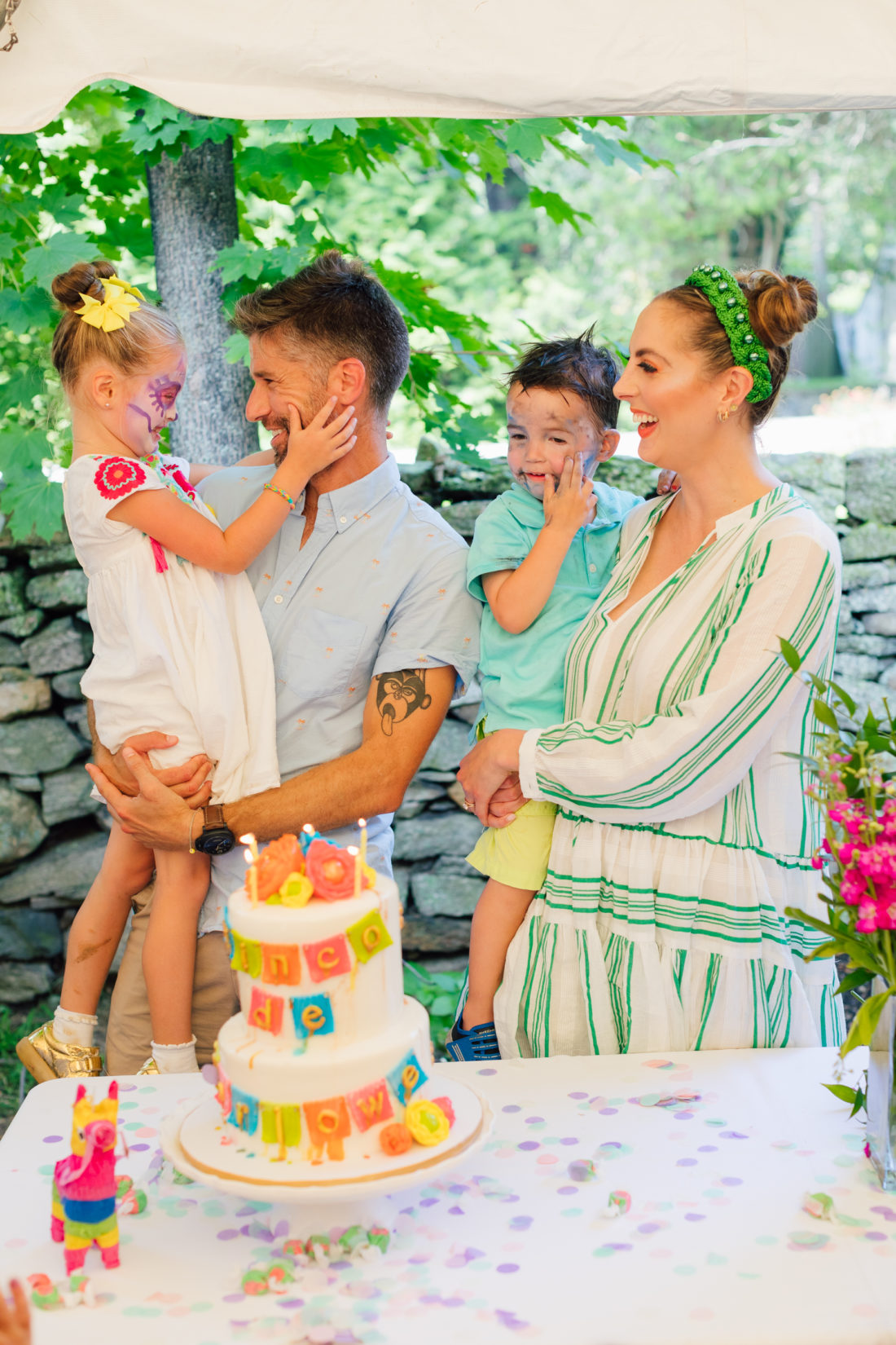 The Martino family singing Happy Birthday to daughter Marlowe Martino's Cinco de Marlowe themed 5th birthday fiesta