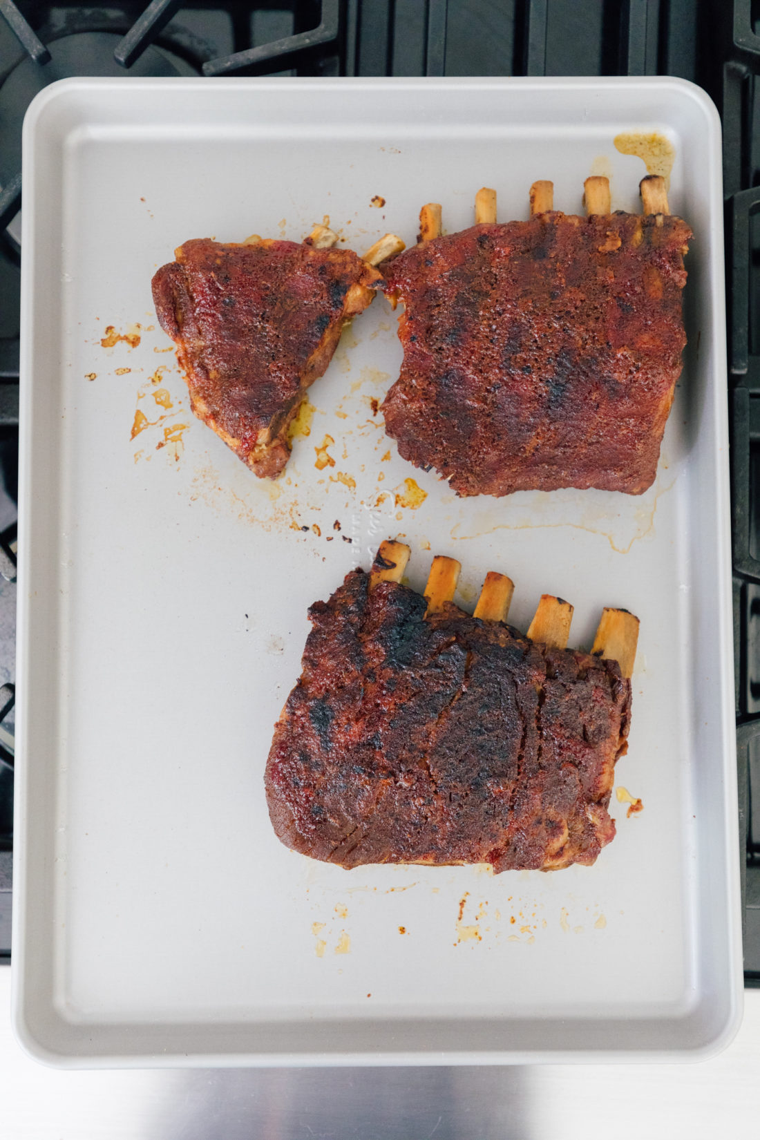 Eva Amurri Martino's dry rub ribs before adding her Stone Fruit BBQ Sauce and throwing them in the broiler