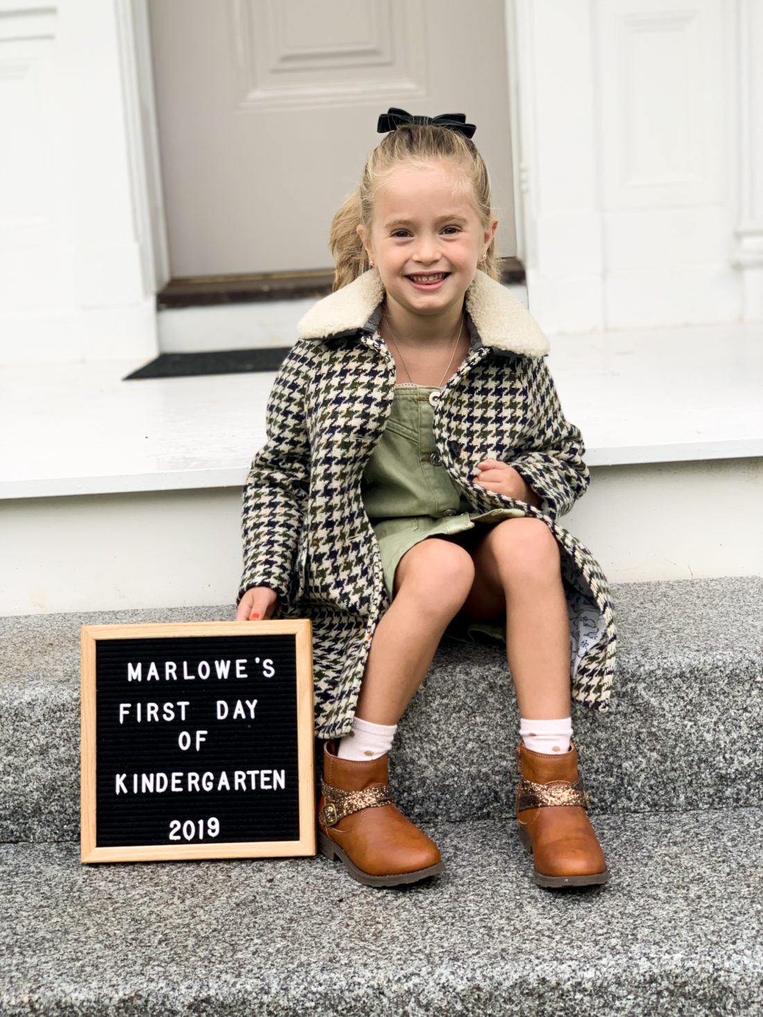 Marlowe Martino on her first day of Kindergarten