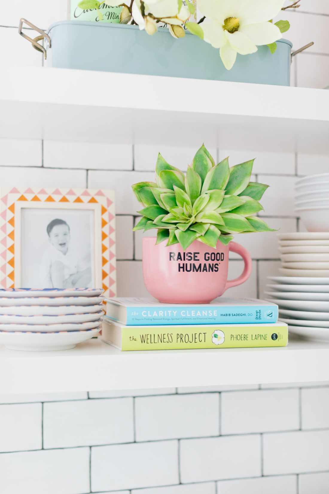 Details on the kitchen shelves in the Happily Eva After Studio