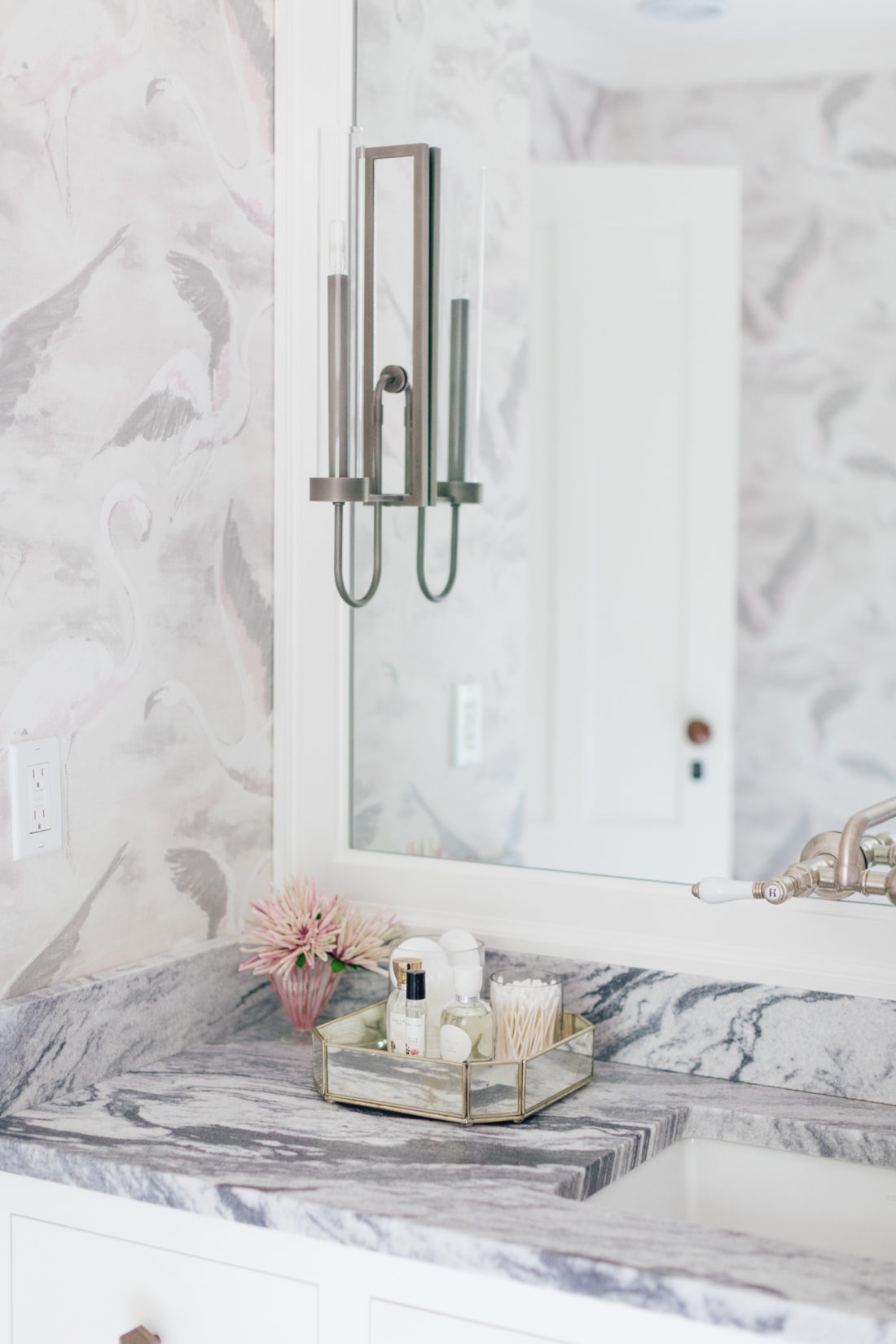 The countertop and mirror in Eva Amurri Martino Master Bathroom