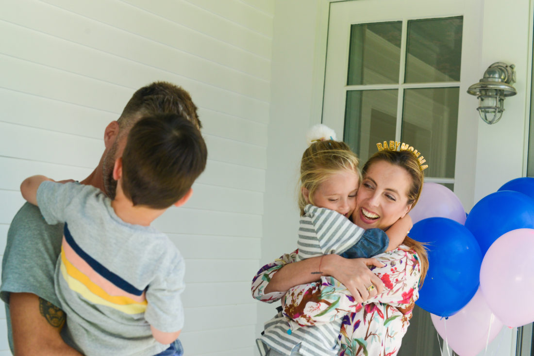 Eva Amurri Martino hugs daughter Marlowe after finding out the gender of their third baby