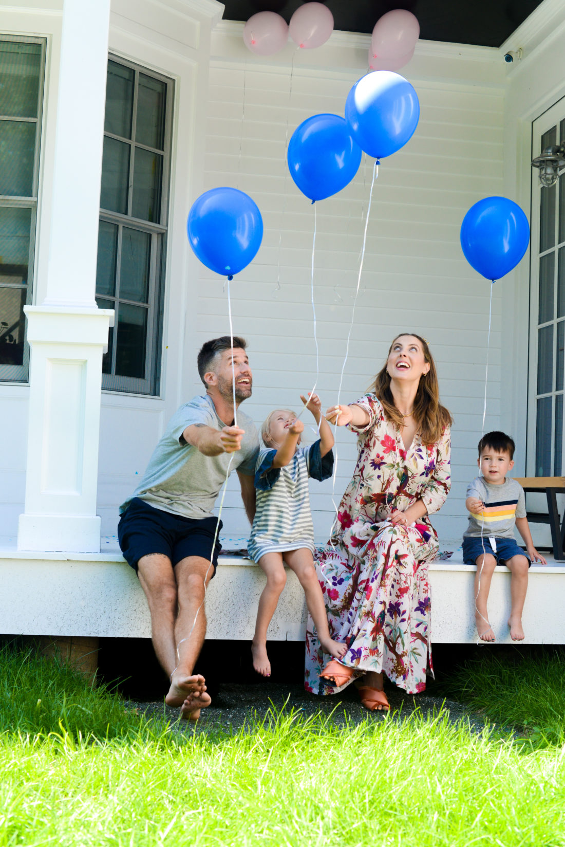 The Martino send their blue balloons to the sky at their gender reveal