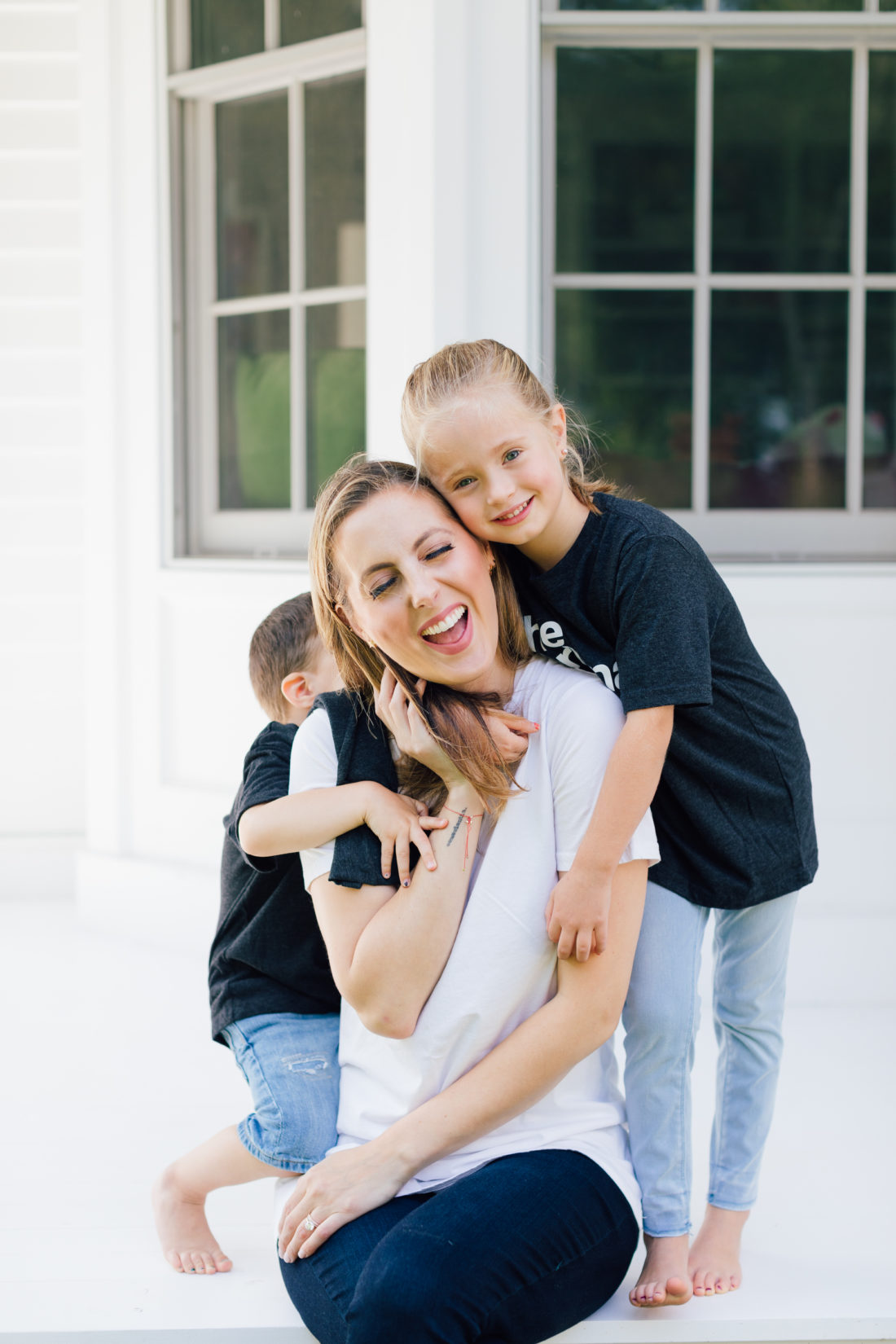 Eva Amurri Martino gets a sweet hug from kids Marlowe and Major