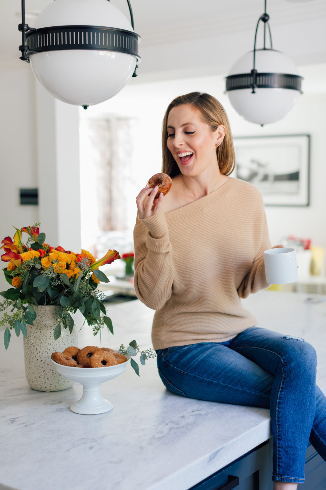 Eva Amurri Martino enjoys a baked apple cider donut