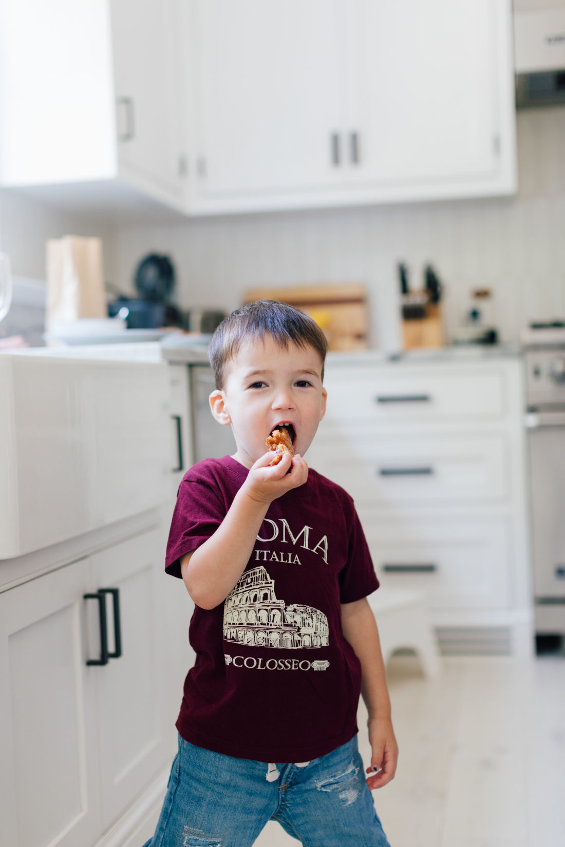 Major Martino chows down on some baked apple cider donuts