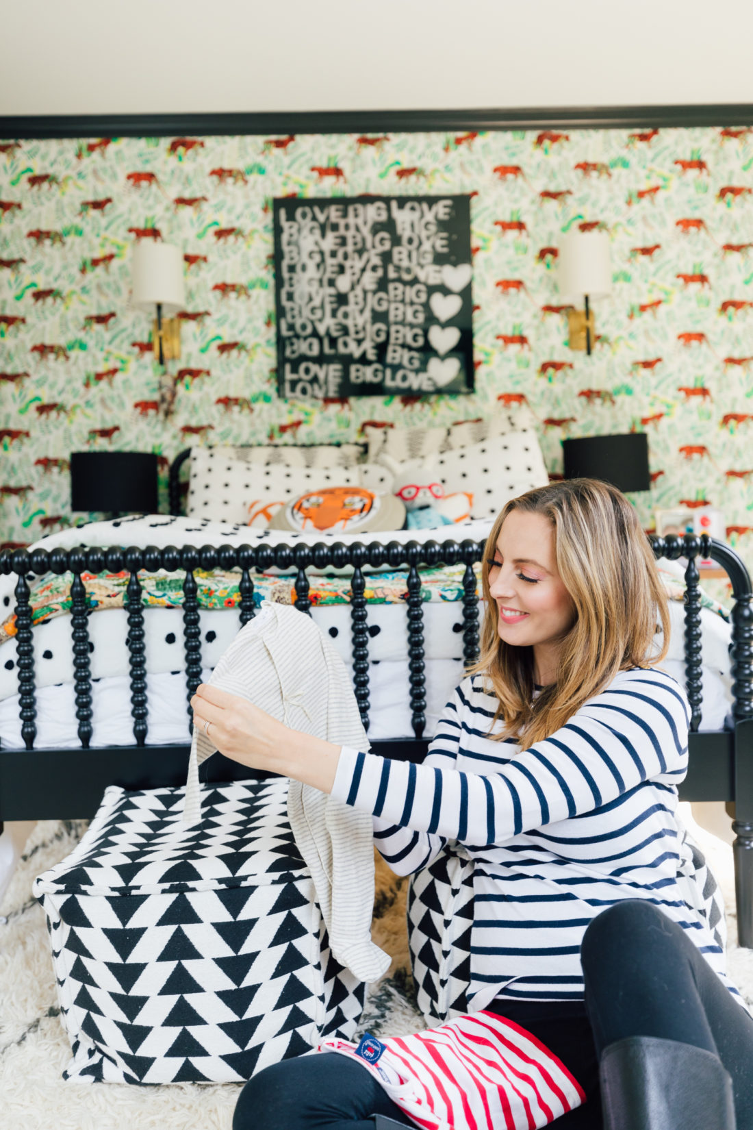 Pregnant Eva Amurri Martino looks at baby gear